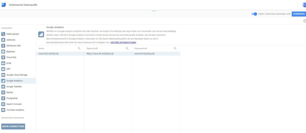 Datenquelle hinzufuegen im Google Data Studio
